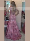 Trumpet/Mermaid V-neck Lace Sweep Train Appliques Lace Prom Dresses #Milly020102205
