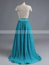 A-line V-neck Lace Chiffon Floor-length Sequins Prom Dresses #Milly020102209