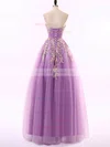 Princess Strapless Floor-length Tulle Appliques Lace Prom Dresses #Milly020102210