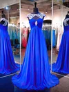 A-line Scoop Neck Sweep Train Chiffon Beading Prom Dresses #Milly020102216