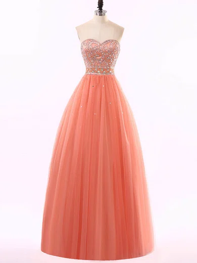 Ball Gown Strapless Tulle Prom Dresses With Beading #Milly020102217