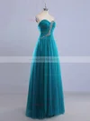 A-line Sweetheart Tulle Floor-length Beading Prom Dresses #Milly020102225