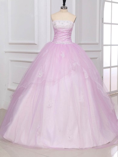 Ball Gown Strapless Tulle with Appliques Lace Fabulous Quinceanera Dresses #Milly02072531