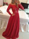 A-line Off-the-shoulder Chiffon Floor-length Appliques Lace Prom Dresses #Milly020102316