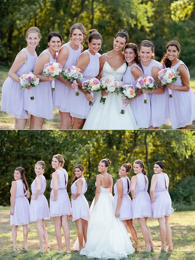 Scoop Neck Chiffon Short/Mini Sashes / Ribbons Cute Bridesmaid Dresses #Milly01012751