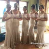 Trumpet/Mermaid V-neck Sequined Sweep Train Sexy Bridesmaid Dresses #Milly01012758