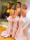 Sexy Trumpet/Mermaid Silk-like Satin Sweep Train Ruffles Backless Bridesmaid Dress #Milly01012785