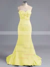 Sheath/Column Sweetheart Silk-like Satin Appliques Lace Discount Bridesmaid Dress #Milly01012786