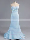 Sheath/Column Sweetheart Silk-like Satin Appliques Lace Discount Bridesmaid Dress #Milly01012786