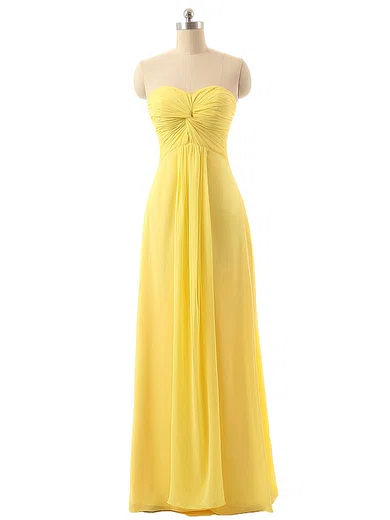 Sweetheart Chiffon Floor-length Criss Cross Yellow Bridesmaid Dresses #Milly01012794