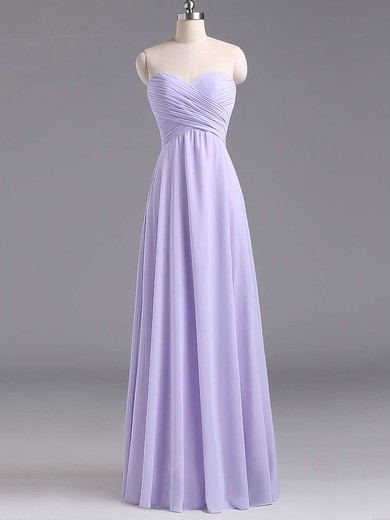 Sweetheart Lavender Chiffon Floor-length Ruffles Discount Bridesmaid Dresses #Milly01012796