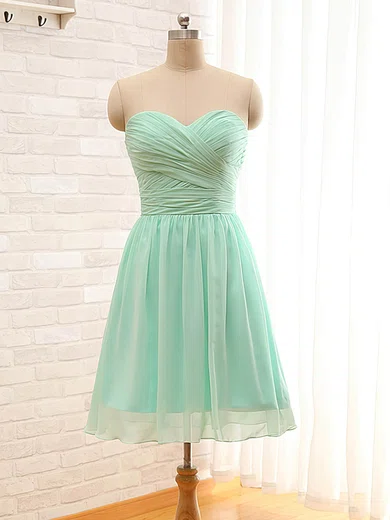 Cute A-line Sweetheart Chiffon Ruffles Short/Mini Bridesmaid Dresses #Milly01012797