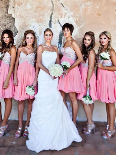 Empire Sweetheart Chiffon Beading Pretty Short/Mini Bridesmaid Dresses #Milly01012801
