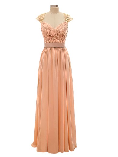 A-line V-neck Chiffon Criss Cross Inexpensive Long Bridesmaid Dresses #Milly01012802