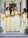 Simple A-line Light Yellow Chiffon Ruffles One Shoulder Bridesmaid Dresses #Milly01012806