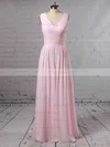 V-neck Chiffon Floor-length Ruffles Sage Fabulous Bridesmaid Dresses #Milly01012807