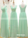 V-neck Chiffon Floor-length Ruffles Sage Fabulous Bridesmaid Dresses #Milly01012807