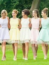A-line Satin Tulle Short/Mini with Bow Open Back Bridesmaid Dresses #Milly01012816