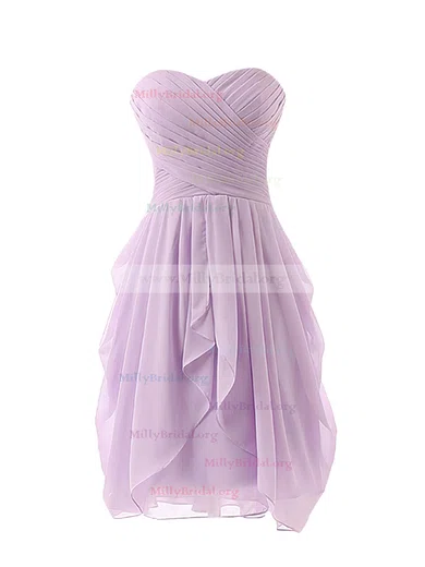 Newest Sweetheart Lavender Chiffon Short Bridesmaid Dress