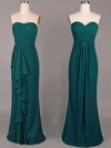Sheath/Column Sweetheart Chiffon Ruffles Dark Green Cheap Bridesmaid Dresses #Milly01012859
