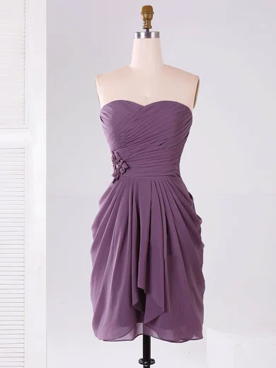 Sweetheart Chiffon Short/Mini Ruffles Discount Bridesmaid Dresses #Milly01012865