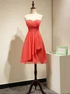 Empire Chiffon Short/Mini Ruched Watermelon Beautiful Bridesmaid Dresses #Milly01012868