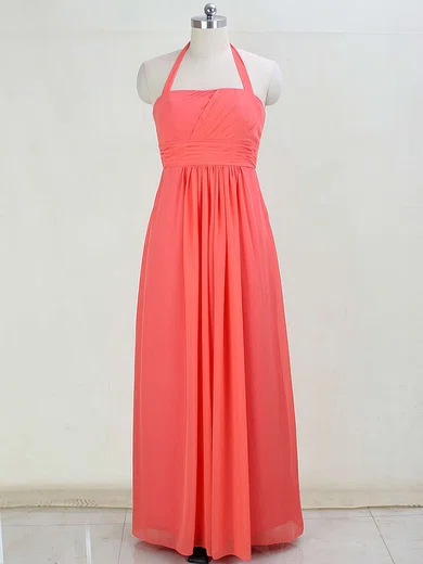 Halter Chiffon Floor-length Ruffles Fabulous Bridesmaid Dresses #Milly01012873