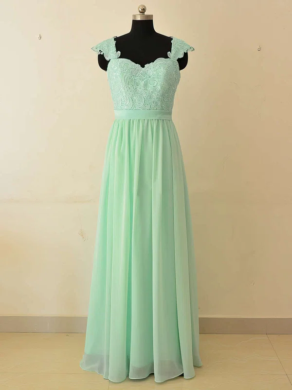 Sweetheart Chiffon Floor-length Appliques Lace Sage Bridesmaid Dresses #Milly01012874