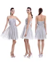 A-line Strapless Chiffon Short/Mini Ruched Casual Bridesmaid Dresses #Milly01012876