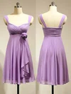 Empire Chiffon Short/Mini Flower(s) Lavender Fashion Bridesmaid Dress #Milly01012883