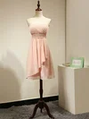 Fashionable Sweetheart Chiffon Short/Mini Ruched Pink Bridesmaid Dress #Milly01012884