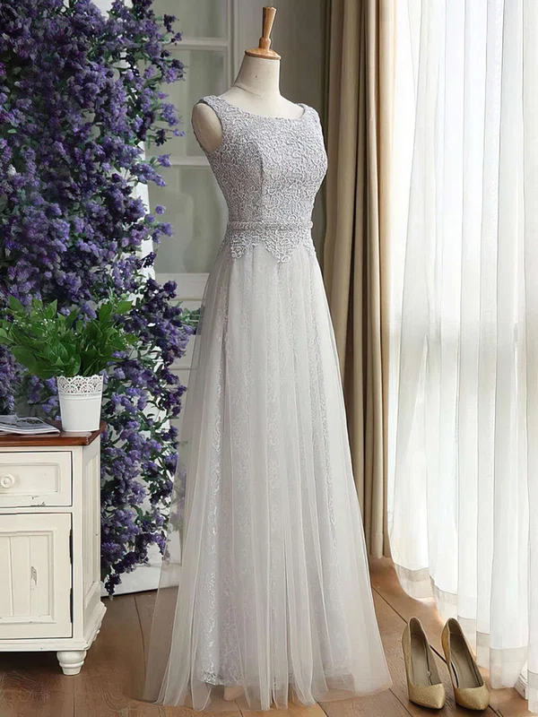 Scoop Neck Lace Tulle Floor-length Ruffles Noble Bridesmaid Dress #Milly01012889