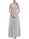 One Shoulder Chiffon Floor-length Flower(s) Cheap Bridesmaid Dress #Milly01012896