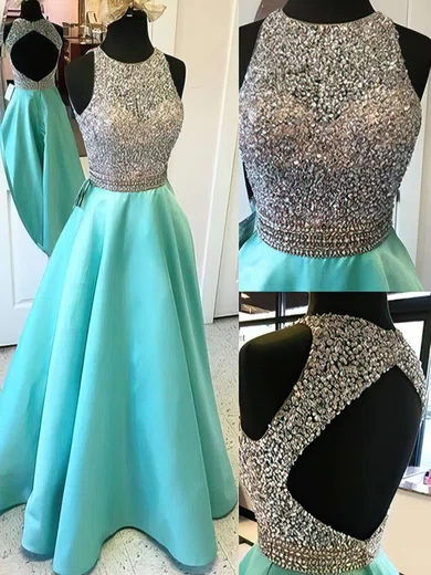 Ball Gown Illusion Satin Cut Out Prom Dresses With Beading #Milly020102392