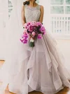 Ball Gown/Princess Scoop Neck Organza Sweep Train Wedding Dresses With Beading #Milly020102394