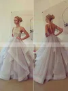 Ball Gown Scoop Neck Organza Sweep Train Beading Prom Dresses #Milly020102394