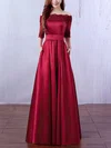 A-line Off-the-shoulder Satin Floor-length Appliques Lace Prom Dresses Sale #sale020102406