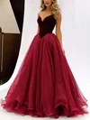 Ball Gown/Princess V-neck Organza Velvet Sweep Train Prom Dresses S020102419