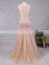 Trumpet/Mermaid V-neck Tulle Floor-length Appliques Lace Prom Dresses #Milly020102421