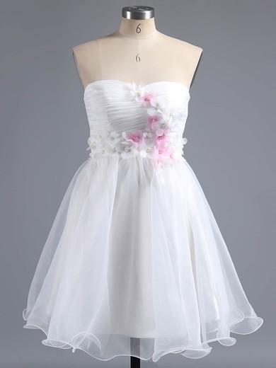 A-line Sweetheart Organza Short/Mini Sashes / Ribbons Homecoming Dresses #Milly02013244