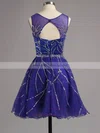 A-line Scoop Neck Satin Tulle Short/Mini Beading Homecoming Dresses #Milly02016341