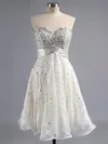 A-line Sweetheart Lace Short/Mini Beading Short Prom Dresses #Milly02016350