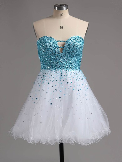 A-line Sweetheart Tulle Short/Mini Beading Short Prom Dresses #Milly02016389