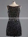Sheath/Column V-neck Satin Tulle Short/Mini Beading Homecoming Dresses #Milly02017081