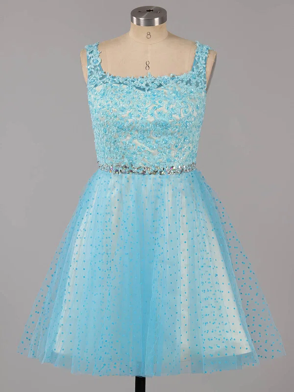 Ball Gown Square Neckline Tulle Short/Mini Beading Homecoming Dresses #Milly02019155
