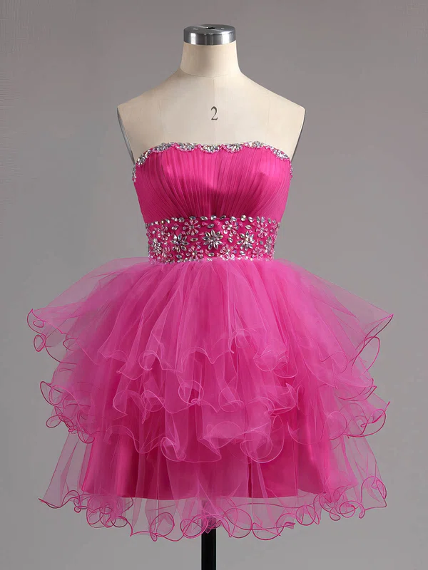 A-line Sweetheart Tulle Short/Mini Beading Homecoming Dresses #Milly02041947