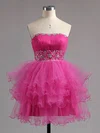 A-line Sweetheart Tulle Short/Mini Beading Short Prom Dresses #Milly02041947