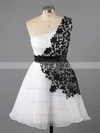 A-line One Shoulder Lace Chiffon Tulle Short/Mini Appliques Lace Homecoming Dresses #Milly02042082