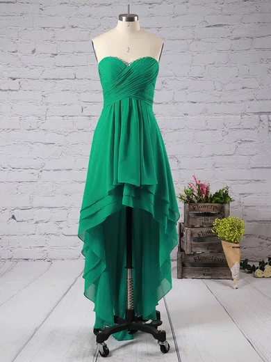 Empire Sweetheart Chiffon Asymmetrical Beading Short Prom Dresses #Milly02042216