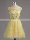 A-line Scoop Neck Tulle Short/Mini Beading Homecoming Dresses #Milly02042343